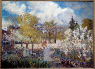 ジヴェルニーのクロード・モネの庭 メアリー・マック・モニーズ (1858-1946) による絵画 1901. ヴァーノン、プーラン美術館。 作： Mary Louise MacMonnies