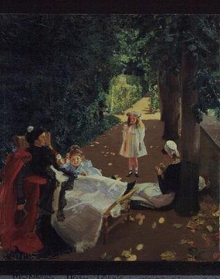 公園、1900年頃（キャンバスに油彩） 作： Mary Louise MacMonnies