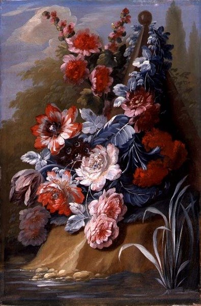 花の静物」（油彩・キャンバス）（121414のペア 作： Mary Moser