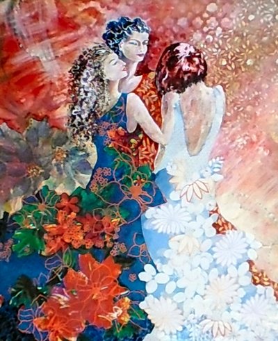 花柄のドレスの女性 作： Mary Smith