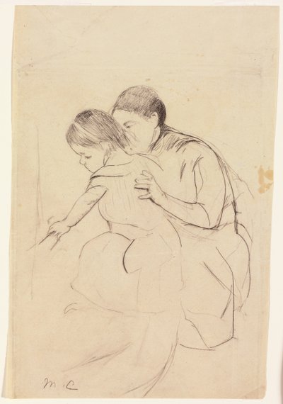 左手が浴槽に触れている赤ちゃん、看護師が主催、1891年頃 作： Mary Cassatt