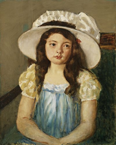 大きな白い帽子をかぶったフランソワーズ 作： Mary Cassatt