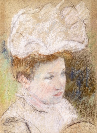 ピンクのふわふわ帽子のレオンティン、1898 作： Mary Cassatt
