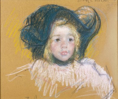 大きな帽子の少女 1904年頃 パステル、紙 作： Mary Stevenson Cassatt