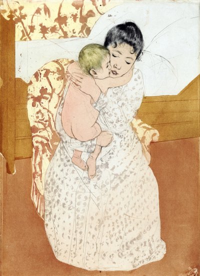 Carícia materna 1891; por Mary Cassatt 作： Mary Stevenson Cassatt