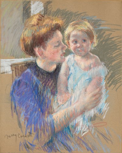 1914年頃、子供を抱いた紫の母 作： Mary Cassatt