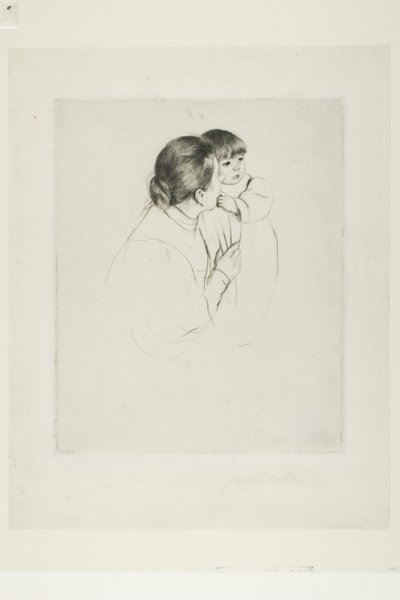 農民の母と子 1895年頃（ドライポイント、象牙、紙） 作： Mary Stevenson Cassatt