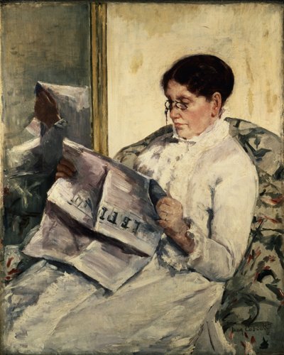 ルフィガロを読む、1878年 作： Mary Cassatt