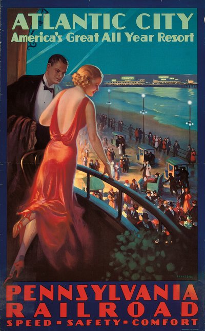 ペンシルバニア鉄道によるアトランティックシティへの旅行を宣伝するポスター 作： Mason Edward Eggleston