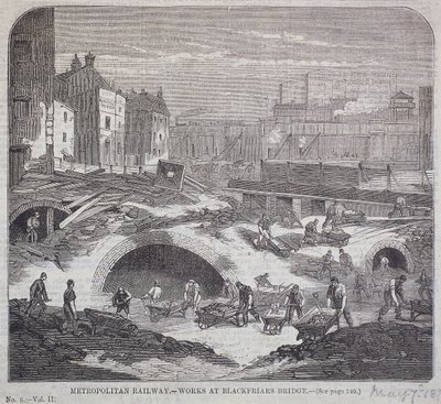 ブラックフライアーズ ブリッジ、ロンドン、1863 年 作： Mason Jackson