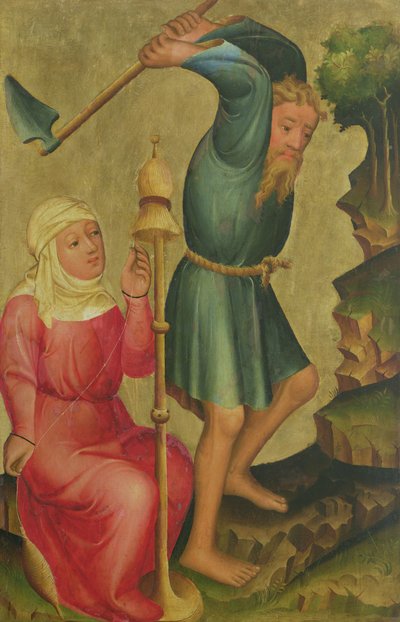 アダムとイブの仕事、グラボーの祭壇画の詳細、1379-83（パネル上のテンペラ） 作： Master Bertram of Minden