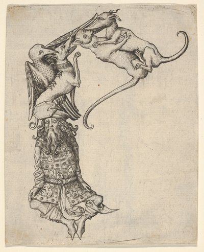 1466-67年の『アルファベット』に収録されている「E」の文字。 作： Master ES