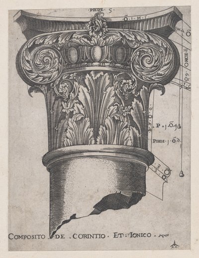 ローマの壮麗さの鏡: コリント式とイオニア式の複合体 1537年頃。 1537年 作： Master GA