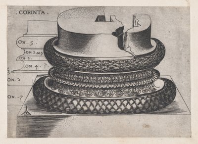 Speculum Romanae Magnificentiae:1537年頃、ローマのラテラン洗礼堂のコリント式台座。 作： Master GA