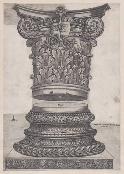 Speculum Romanae Magnificentiae:装飾が施された柱頭と台座 1537年頃 作： Master GA