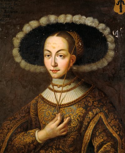 スウェーデン王グスタフ 1 世の妹、マルガレータ エリクスドッター ヴァーサ 1497 ～ 1536 年の肖像画。 作： Master Hillebrandt