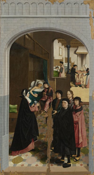 慈悲の7つの作品：病気を慰める,, 1504 作： Master of Alkmaar