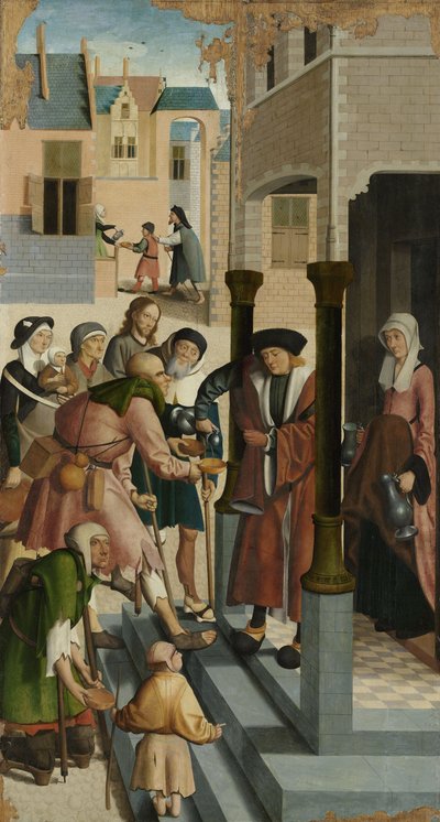 慈悲の7つの作品：喉の渇きに飲み物を与える、1504 作： Master of Alkmaar