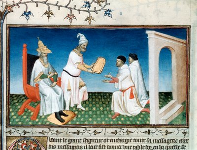 フビライ・ハーンは、15 世紀初頭、1280 年代にポロスにパスポートを渡しました。 作： Master of Boucicaut