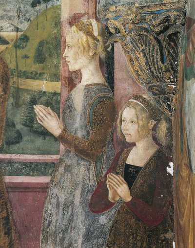 Italy, Piedmont Region, Alessandria Province, Serralunga di Crea, Sacro Monte di Crea, Sanctuary of Santa Maria Assunta, Chapel of St Margaret of Antioch, Fresco depicting Paleologo and Bernarda di Bosse   1462992   ja       japanese Successfully Translate 作： Master of Crea