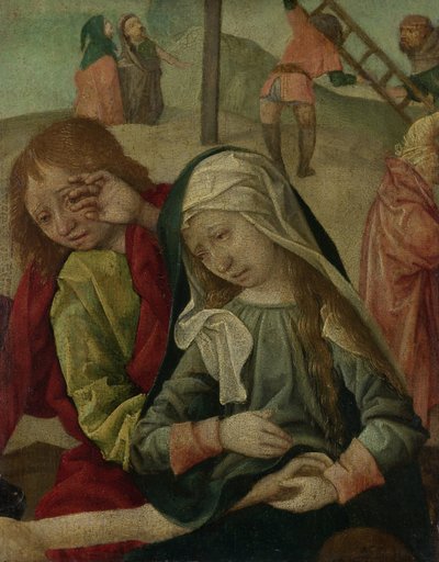 キリストの体を悼む聖母と聖ヨハネ、キリストの嘆きの断片 作： Master of Delft