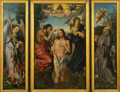 キリストの洗礼のトリプティク - フランクフルトのマスター (1460-ca. 1533) - c. 1510 - 木に油彩 - 169x213,5 - バルセロナ国立カタルーニャ美術館 作： Master of Frankfurt