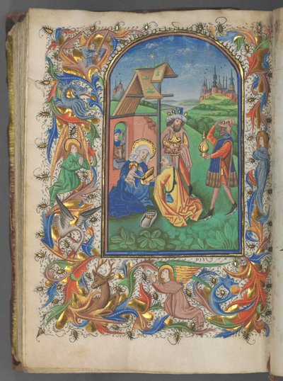 ユトレヒトの時間利用法：fol。 221v、マギの礼拝、c。 1460-1465。 作： Master of Gijsbrecht van Brederode