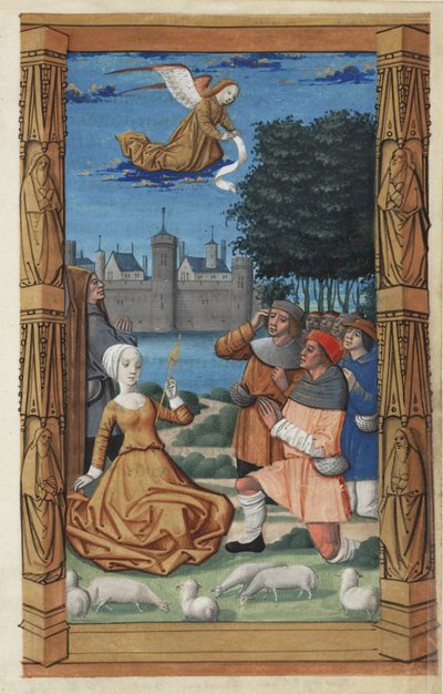 羊飼いへの受胎告知、時間の書、c.1485から 作： Master of Guillaume Lambert