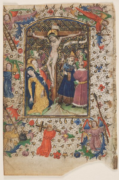 時間の本からの葉: 磔刑 作： Master of Guillebert de Mets