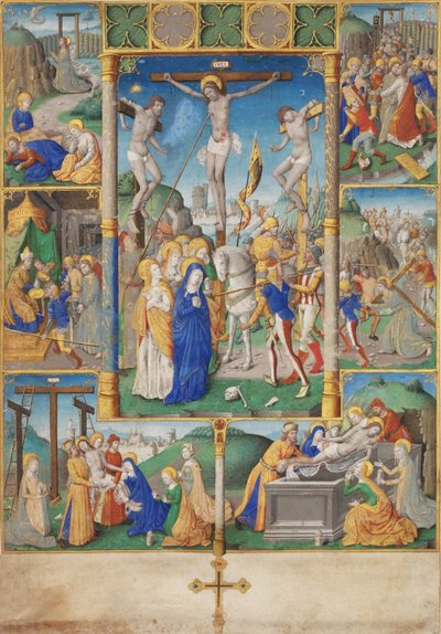 キリストの受難からの六つの場面によるはりつけ 作： Master of Jacques de Besançon
