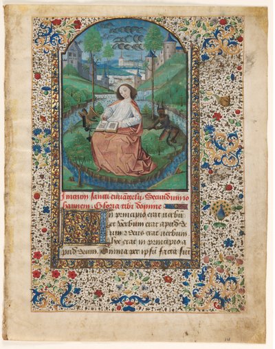 時間の本からの葉: パトモス島のジョン 1465年。 作： Master of Jacques de Luxembourg