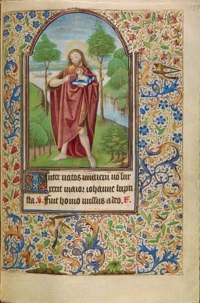 神の子羊を指し示す洗礼者ヨハネ 作： Master of Jacques of Luxembourg