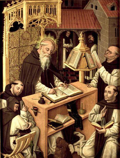 スクリプトリウムの聖ジェローム、1485年頃 作： Master of Monasterio de Santa María