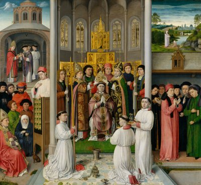 ヒッポの聖アウグスティヌスの生涯からの場面、1490年頃。 作： Master of Saint Augustine