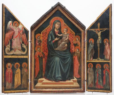 聖母子と聖女ルーシー、マーガレット、マグダラのマリア、アレクサンドリアのカタリナ 作： Master of Saint Cecilia