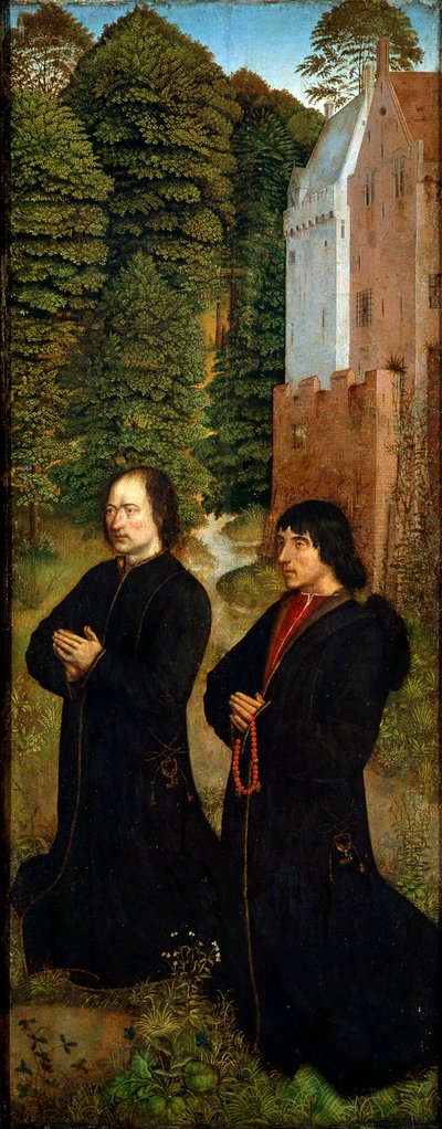 「靴職人組合の 2 人の代表者」、c1492-c1494 作： Master of Saint Crispin and Crispinian
