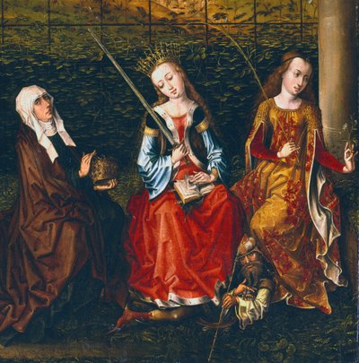 ハンガリーの聖エリザベス、アレキサンドリアの聖カタリナ、パドヴァの聖ロザリー、1470-1500年 作： Master of Saint Gudule