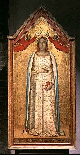 ラ・ニンナ」と呼ばれる二人の天使に冠をかぶせられた聖母 1340年頃 （パネルにテンペラ） 作： Master of San Martino alla Palma