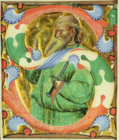 セントポールを描いた歴史的な初期の「S」 作： Master of San Michele of Murano