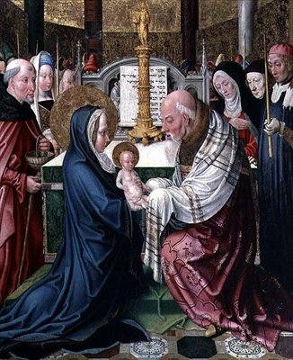 神殿でのプレゼンテーション」1490年頃（パネルに油彩） 作： Master of St. Severin