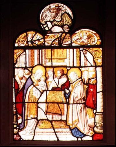 神殿の奉納」：アイフェル地方のマリアヴァルト・シトー会修道院の窓 作： Master of St. Severin