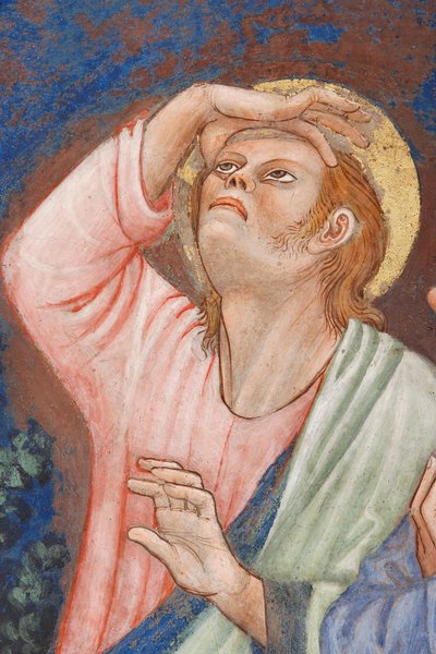 「キリストの昇天」、聖人との詳細、1420年頃（フレスコ画） 作： Master of Vignola