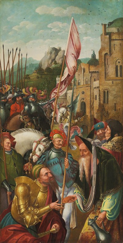 祭壇画の翼：アブラハムとメルキゼデクの出会い 作： Master of the Antwerp Adoration