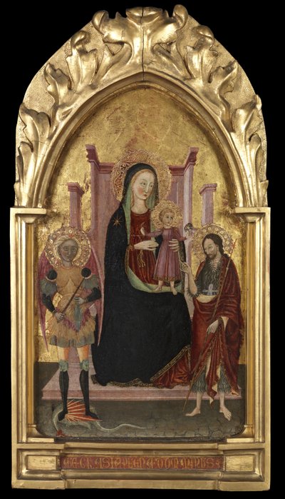 聖ミカエルと洗礼者聖ヨハネに即位した聖母子、1440〜70年頃 作： Master of the Arcetri Altarpiece