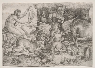 寓意的なテーマ: 動物の戦闘、c。 1515-1520。 作： Master of the Beheading of St.