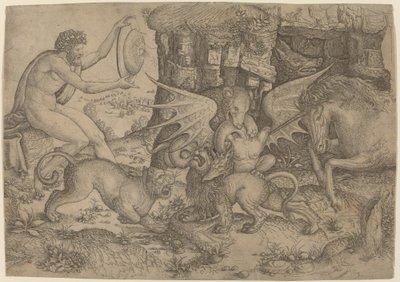寓意的なテーマ: 動物の戦闘 作： Master of the Beheading of St. John
