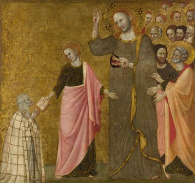 「リミニの聖クレア（1282-1326）の幻影」 フランチェスコ・ダ・リミニ（1333-1348年頃活躍）の絵画 1340年頃 ナショナル・ギャラリー・ロンドン 作： Master of the Blessed Clare of Rimini