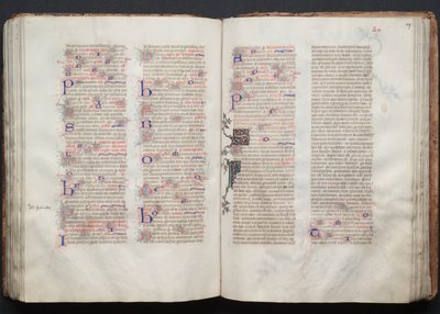 ゴータ・ミサ典書: Fol. 106v、テキスト、c。 1375年。 作： Master of the Boqueteaux