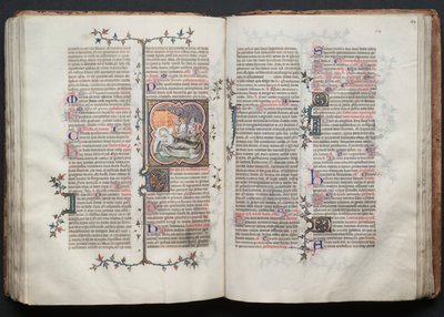 ゴータ・ミサールFol.113v、『洗礼者ヨハネの誕生』、1375年頃。 作： Master of the Boqueteaux