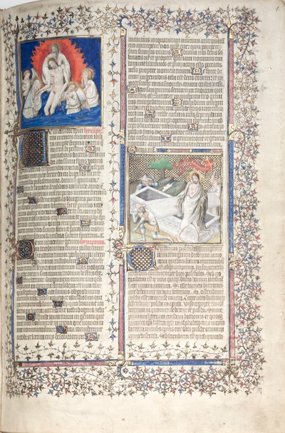 ゴータ・ミサールFol.1r, Trinity and Resurrection , c. 1375. 作： Master of the Boqueteaux